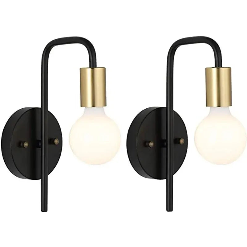 Retro Gold Black Metal Wall Lamps