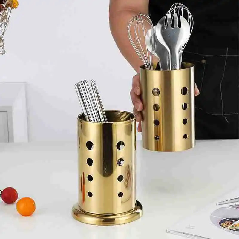 Stainless Steel Golden Chopstick Rack Cutlery Holder