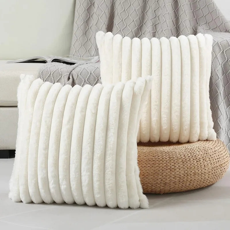 Faux Rabbit Fur Square Cushion Cover