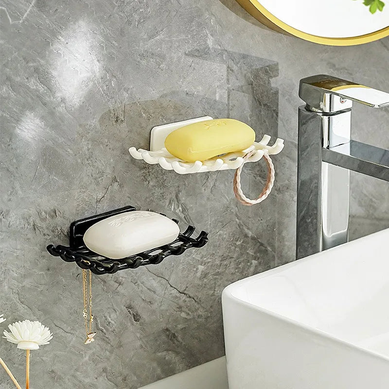 Plastic No-Punch Soap Dish Wall Mounted Soap Holder