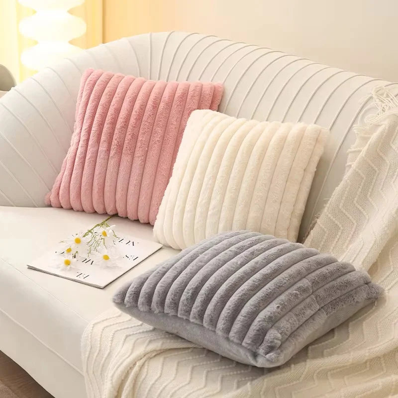 Faux Rabbit Fur Square Cushion Cover
