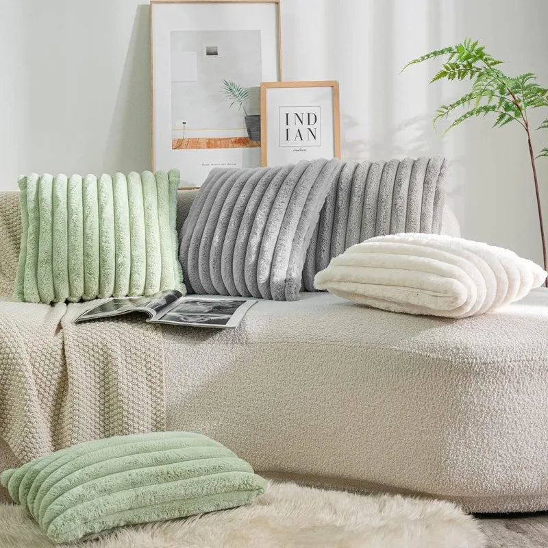 Faux Rabbit Fur Square Cushion Cover
