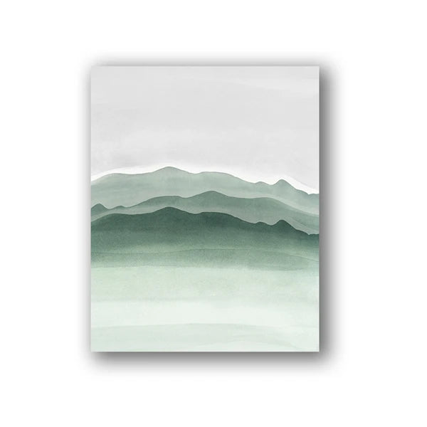 Watercolor Green Abstract Geometric Shapes Art Prints Nordic Poster