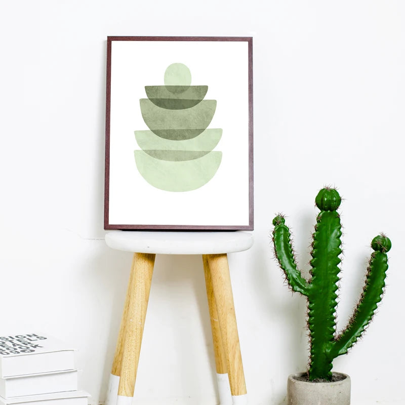 Watercolor Green Abstract Geometric Shapes Art Prints Nordic Poster