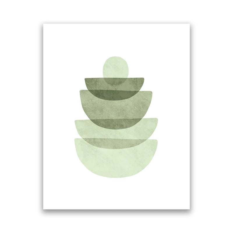 Watercolor Green Abstract Geometric Shapes Art Prints Nordic Poster