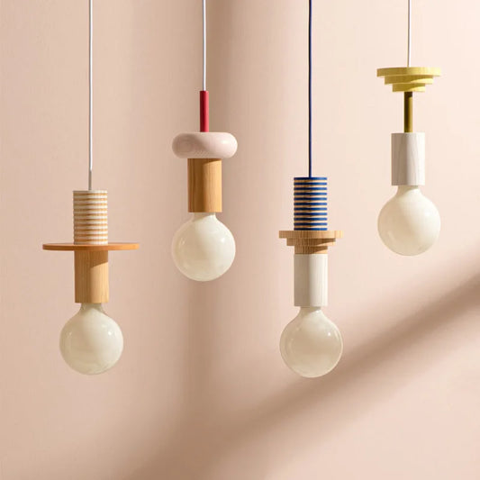 Wood LED Pendant Light Kitchen Hanging Lamp