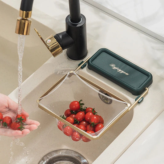 Kitchen Sink Filter Rack Foldable Sink Strainer Mesh Bag