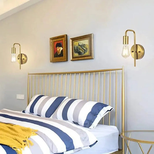 Retro Gold Black Metal Wall Lamps