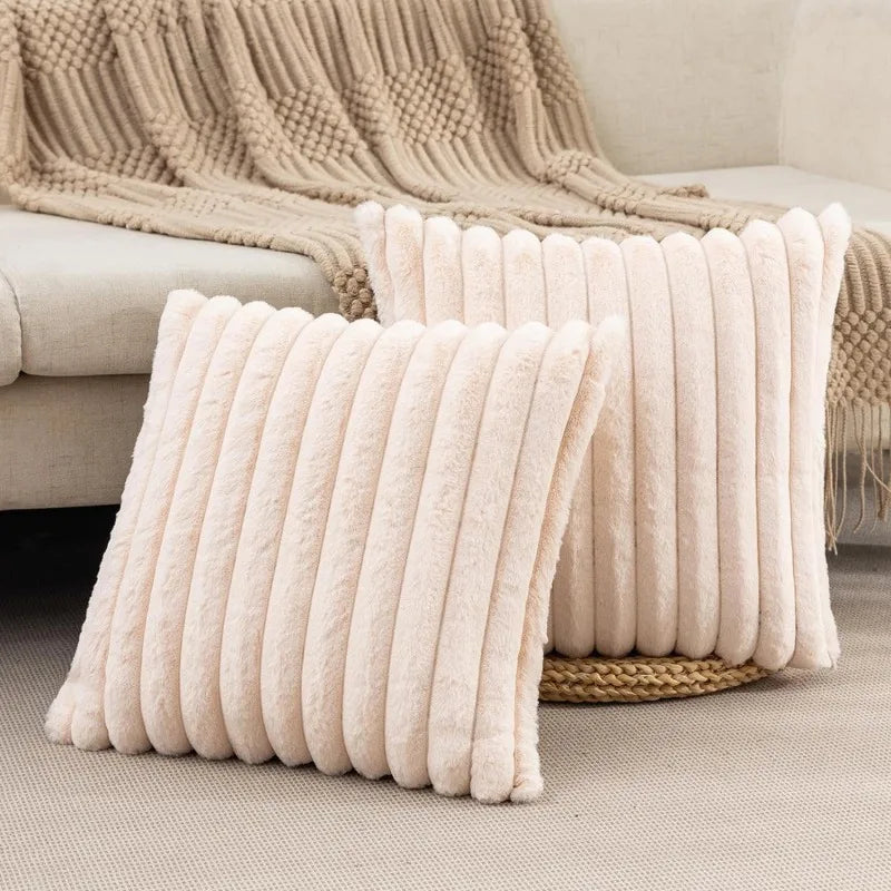 Faux Rabbit Fur Square Cushion Cover