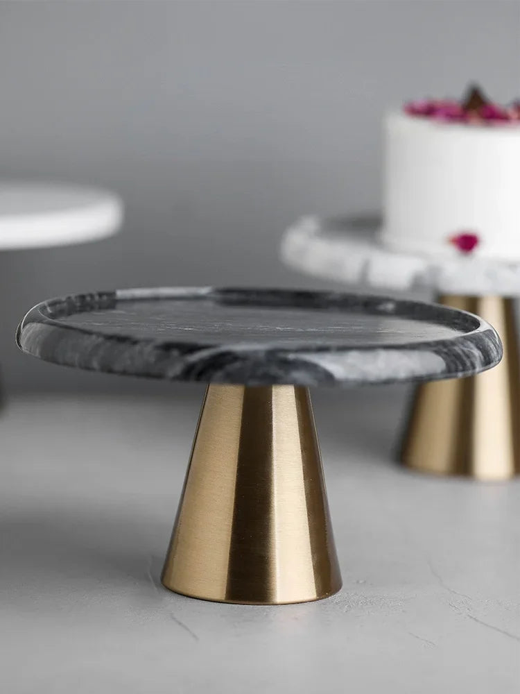 Marble Cake Pan Glass Cover Cake Stand