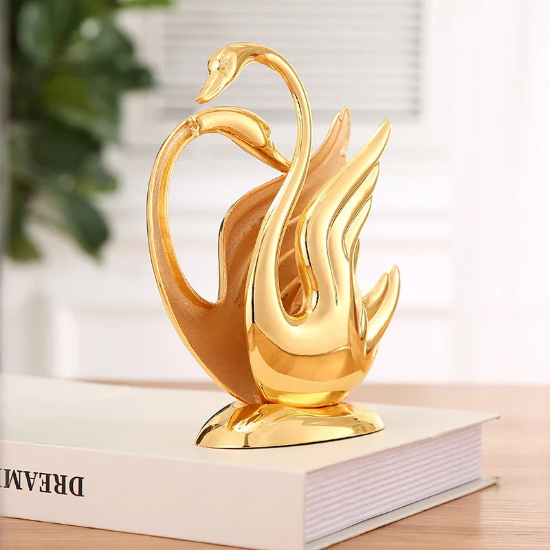 Creative Swan Design Golden Napkin Holder