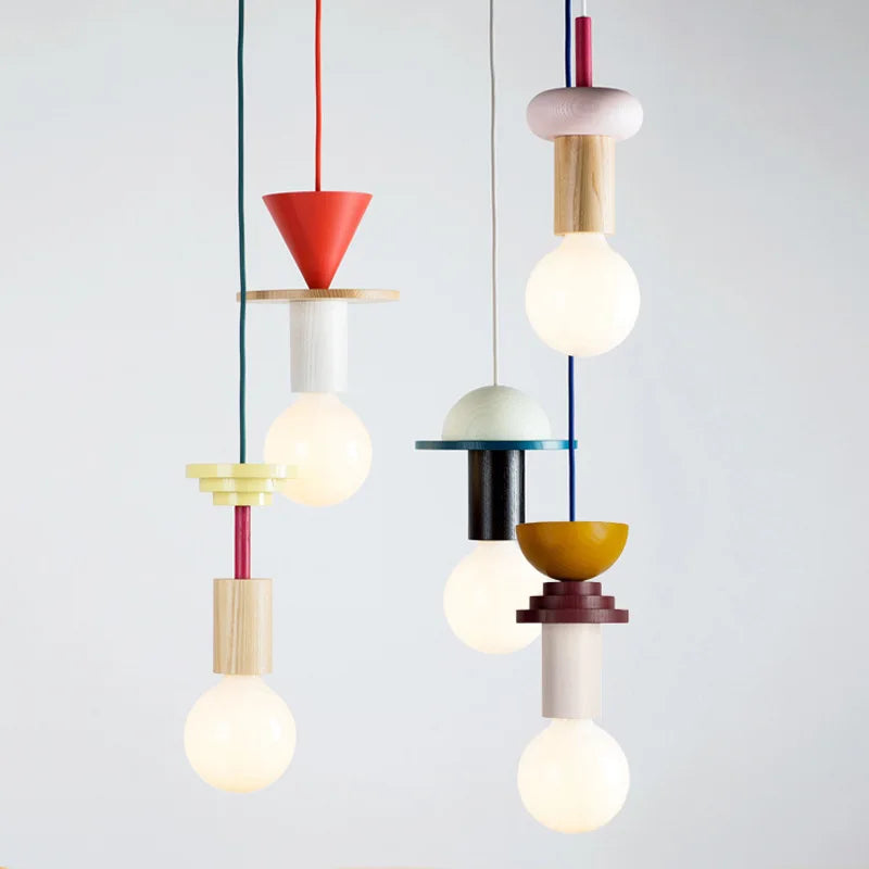 Wood LED Pendant Light Kitchen Hanging Lamp