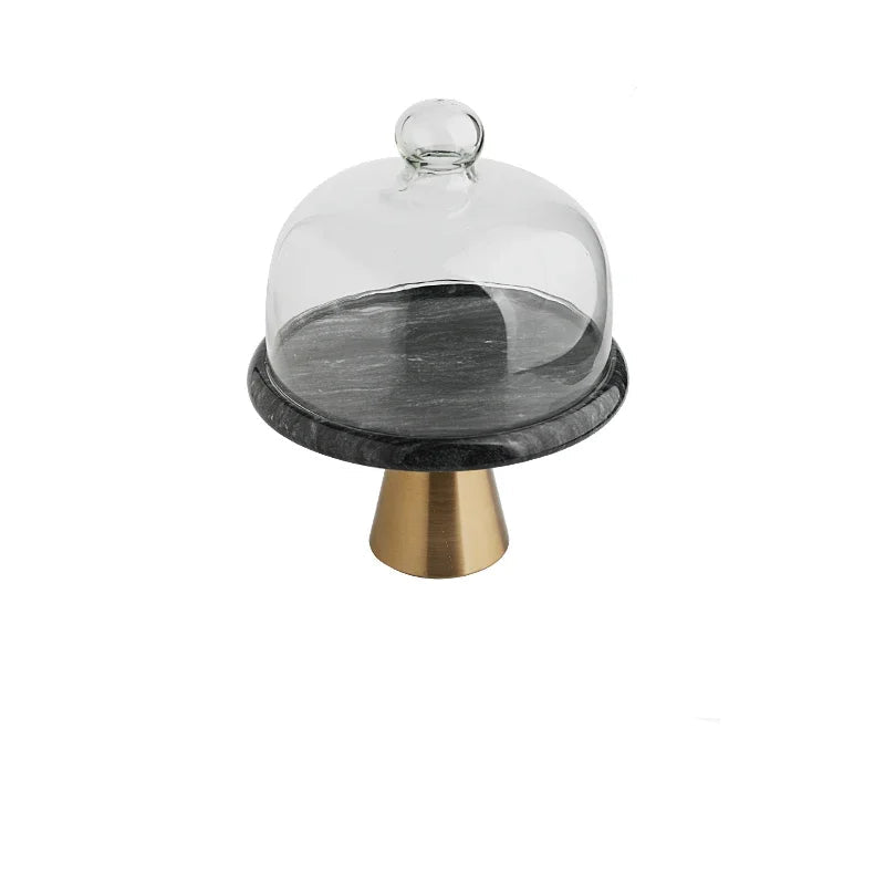 Marble Cake Pan Glass Cover Cake Stand