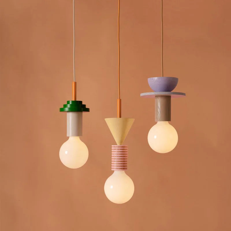 Wood LED Pendant Light Kitchen Hanging Lamp