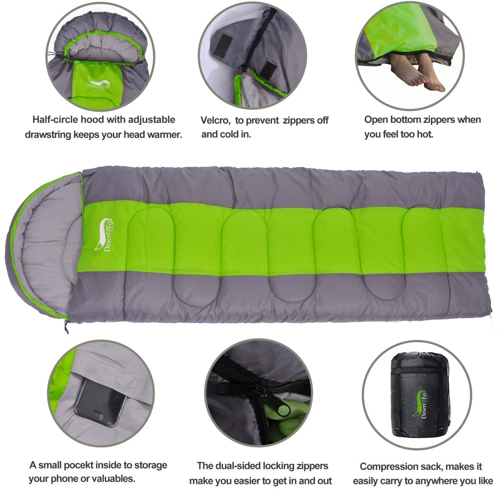 Camping Sleeping Bag Kids Adults Waterproof Lightweight Backpacking