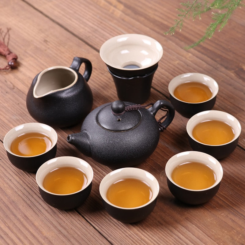 Chinese Teapot Ceramic Set Kettle with Tea Cups