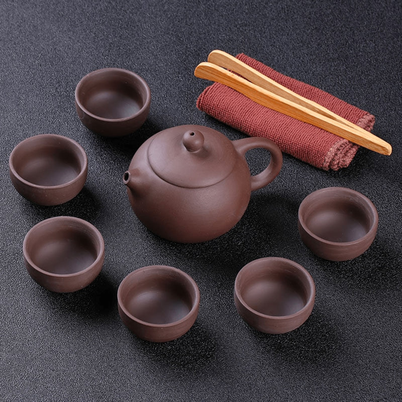 Chinese Tea Set Clay Kung-fu Teapot Cup Purple Set