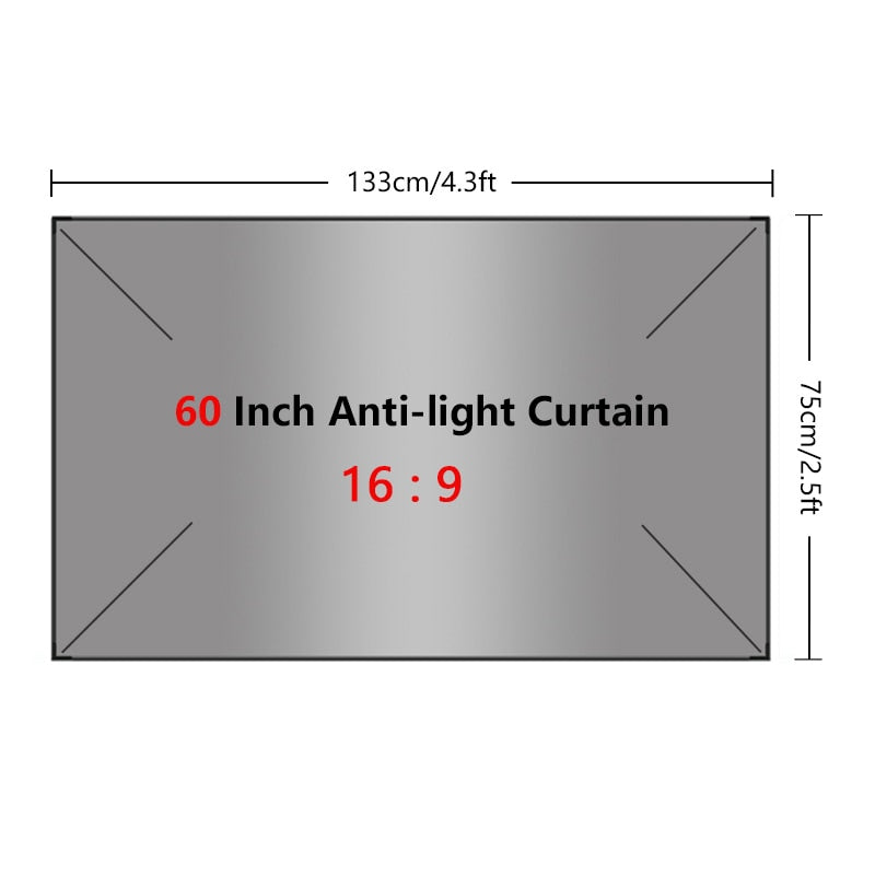 Projector Screen Curtain Indoor Outdoor 60 72 84 100 110 120 130 Inch