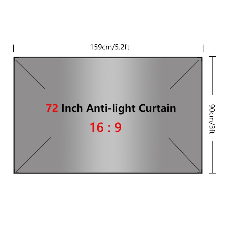 Projector Screen Curtain Indoor Outdoor 60 72 84 100 110 120 130 Inch