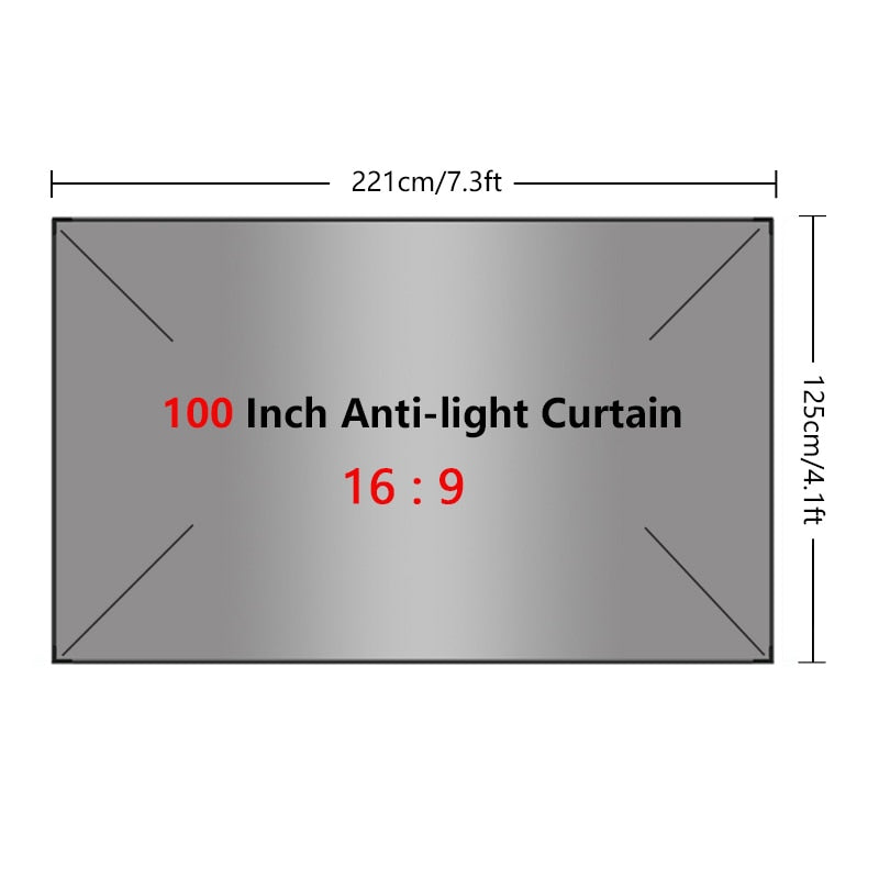 Projector Screen Curtain Indoor Outdoor 60 72 84 100 110 120 130 Inch