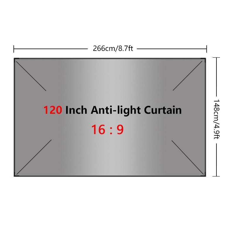 Projector Screen Curtain Indoor Outdoor 60 72 84 100 110 120 130 Inch