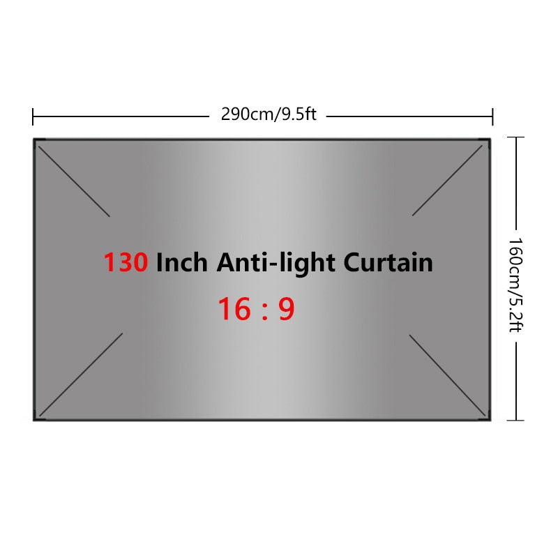 Projector Screen Curtain Indoor Outdoor 60 72 84 100 110 120 130 Inch