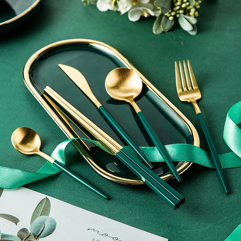 Fluta Green Cutlery Dinnerware Set