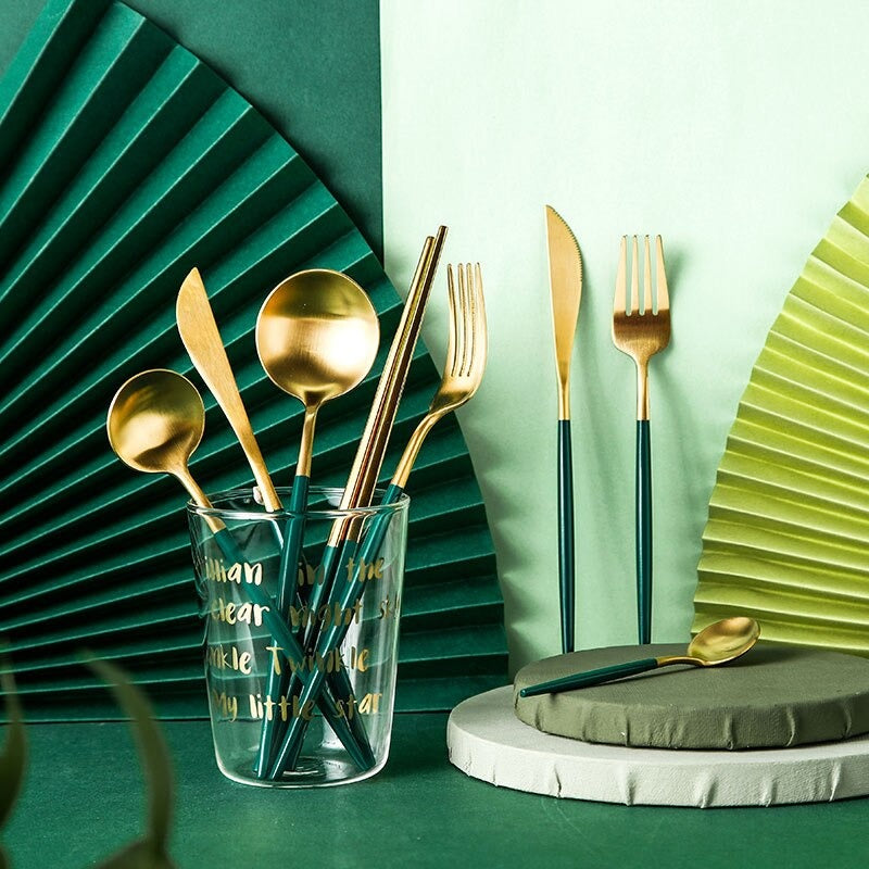 Fluta Green Cutlery Dinnerware Set