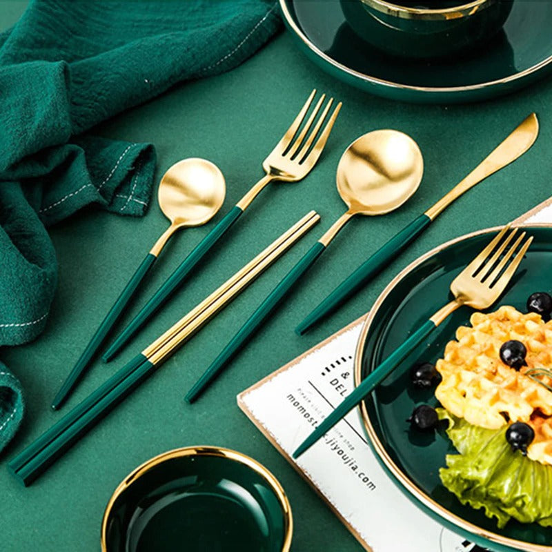 Fluta Green Cutlery Dinnerware Set